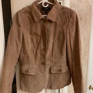 Suede blazer jacket tan